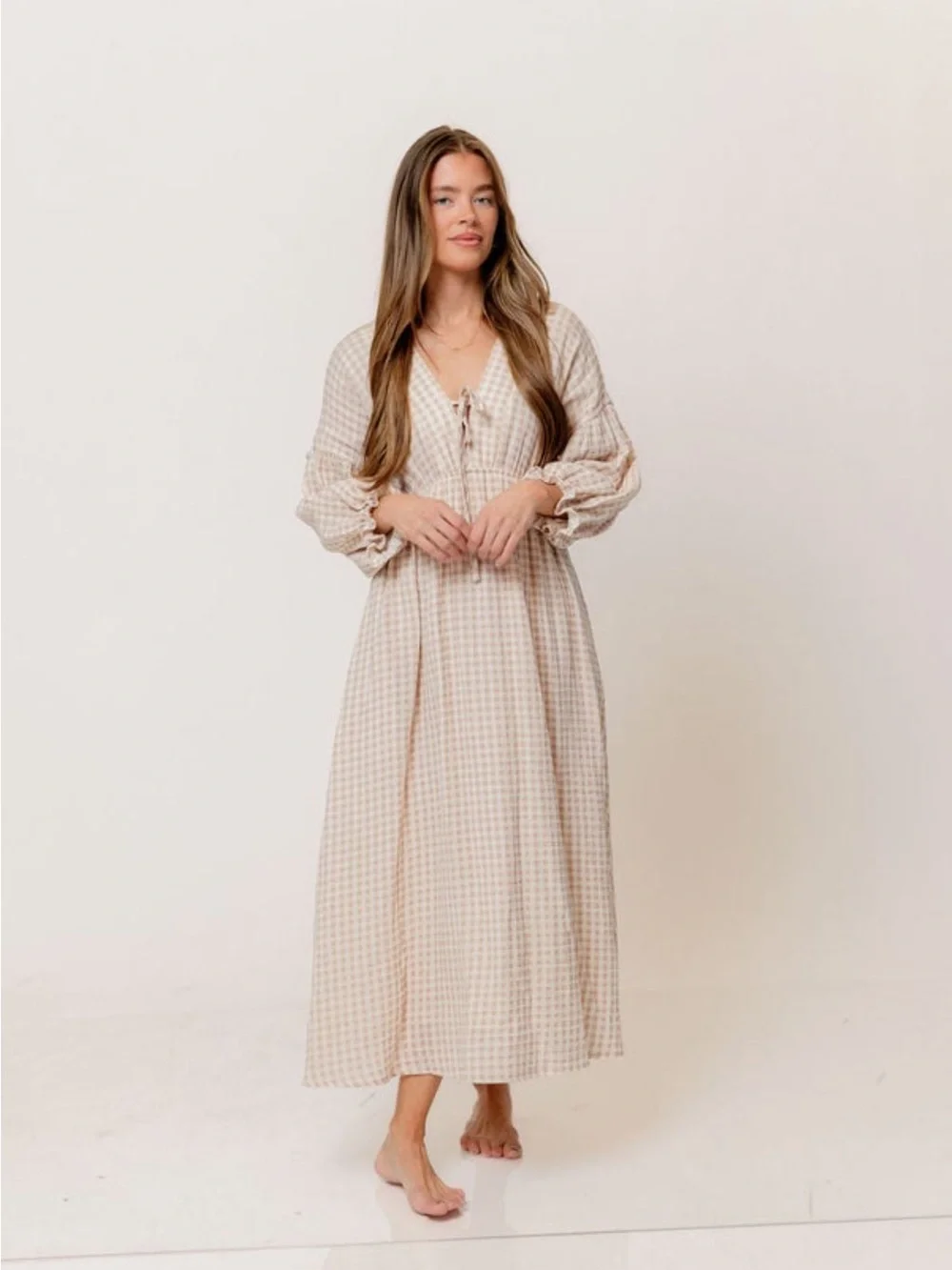 Hunter Midi Cotton Dress is Rose Plaid - Worth collective - Picture 1 of 5
